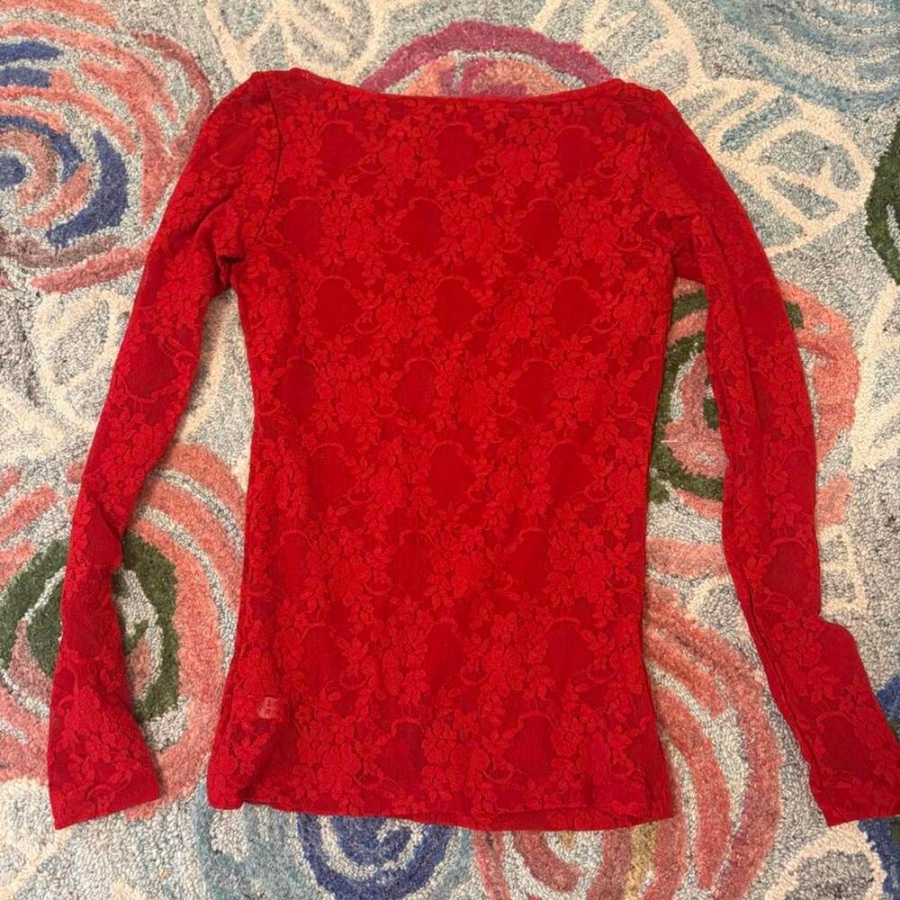 Los angeles apparel red lace top
